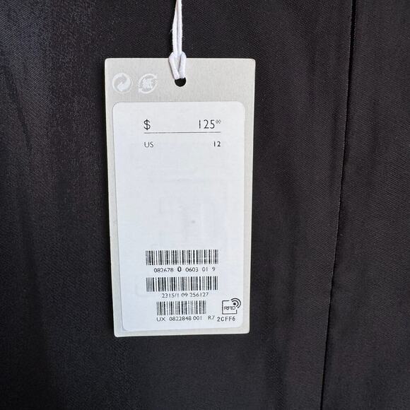 NWT COS Black Asymmetric Gathered Hem Long Sleeve Dress - Picture 7 of 11